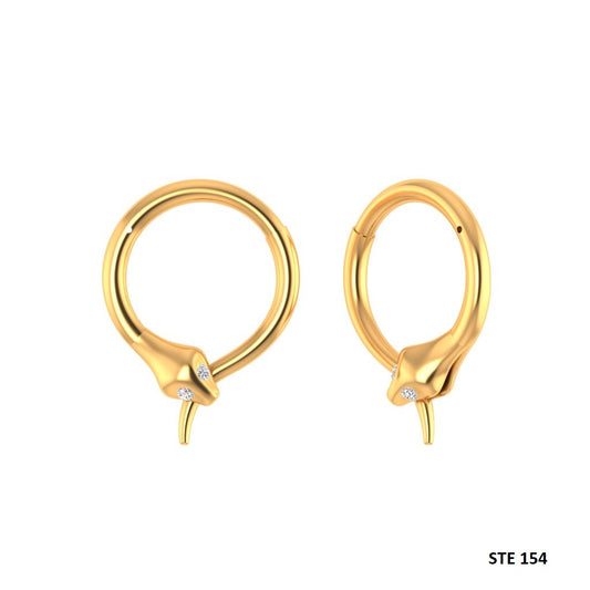 14K Solid Gold Snake Daith Piercing