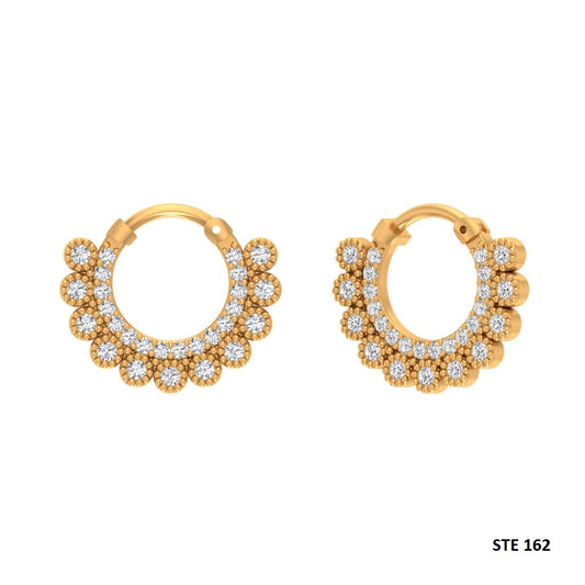 14K Gold Bezel Set Diamond Miligrain Fake Septum Nose Ring