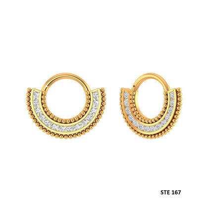 14K Solid Gold Channel Set Diamond Septum Nose Ring