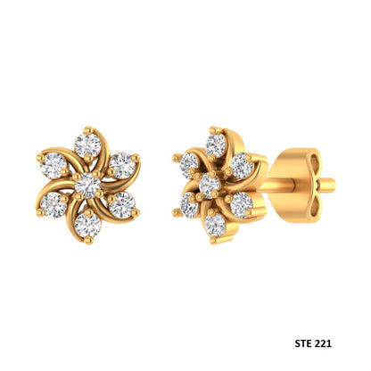 14K Gold Diamond Cluster Floral Threaded Piercing