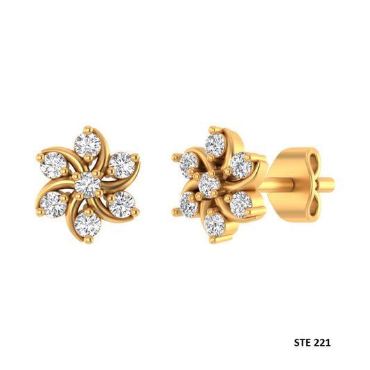 14K Gold Diamond Cluster Floral Threaded Piercing