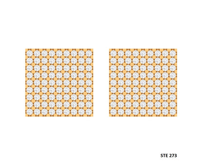 Unisex Pave Diamond  Set Square Earrings
