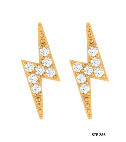 Lightening Bolt Solid Gold Diamond Piercing