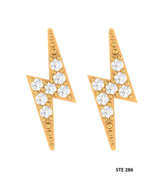 Lightening Bolt Solid Gold Diamond Piercing