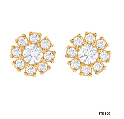 14K Gold Diamond Cluster Floral Ear Piercing