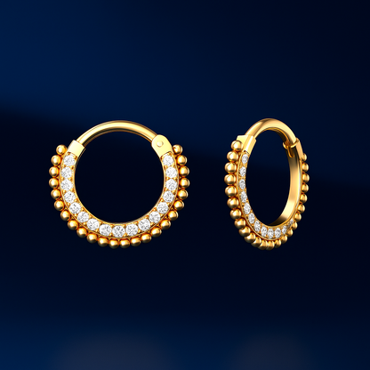 CZ Diamond Unique Miligrain Sterling Silver Daith Clicker Piercing
