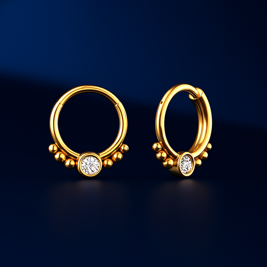 14K Gold Diamond Septum Nose Ring