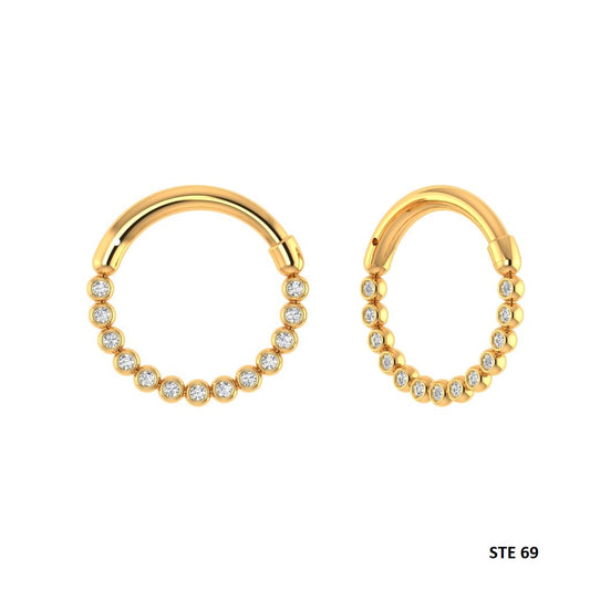 14K Solid Gold Bezel Set Minimalist Diamond Daith Clicker