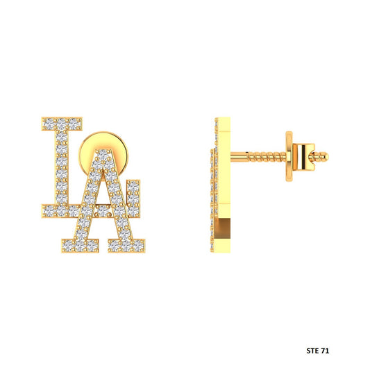 LA logo Moissanite Stud Earring