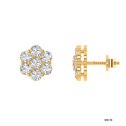 14K Gold Lab Grown Diamond Cluster Earring