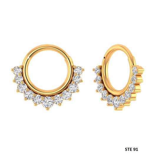Natural Diamond Septum Nose Ring in 14K Gold