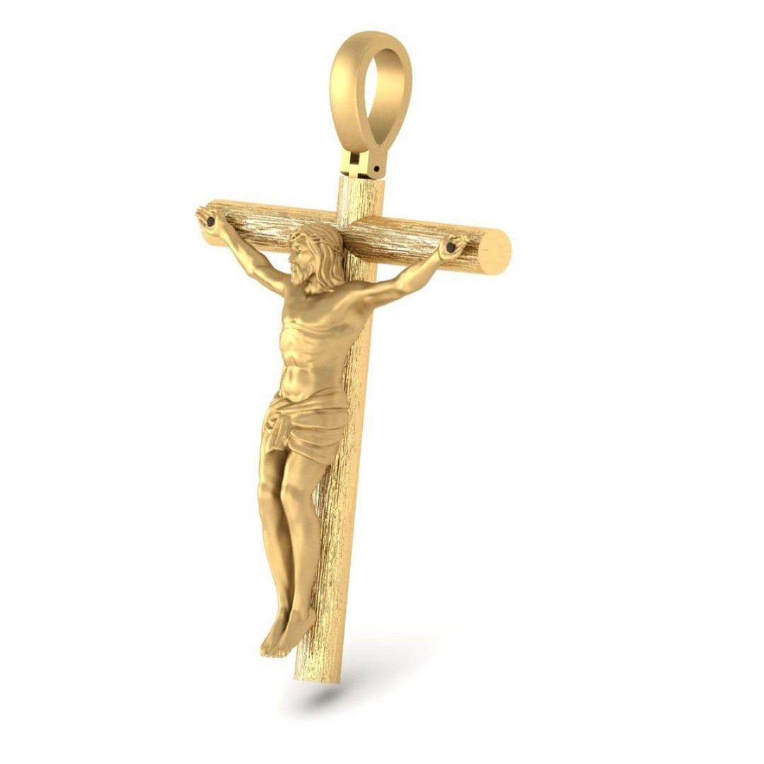 Pendentif croix de Jésus en or massif 10K, magnifique pendentif croix de Jésus pour cadeau, pendentif croix de Jésus religieux avec argent sterling 925