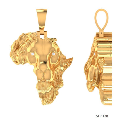 Map of Africa Diamond Lion Pendant