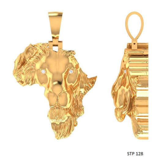 Map of Africa Diamond Lion Pendant