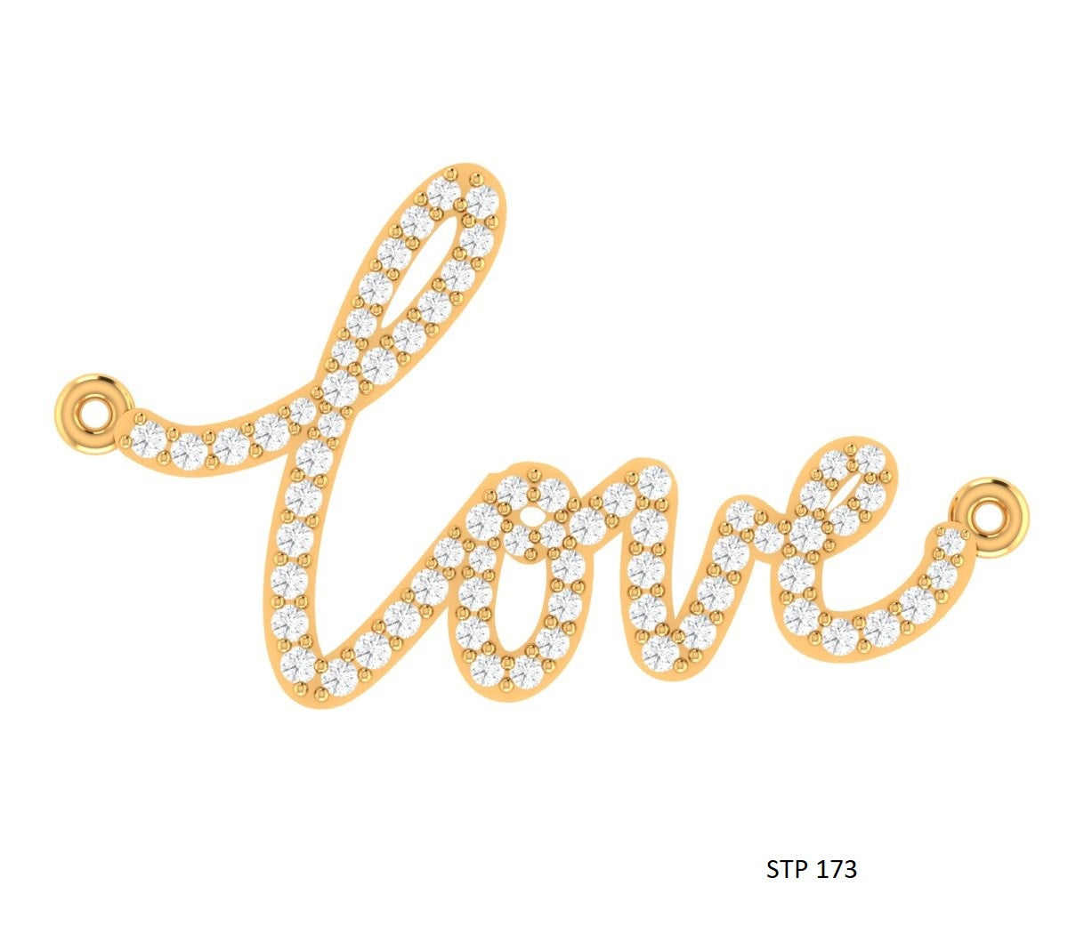 Natural Diamond Solid Gold Love Necklace