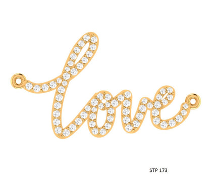 Natural Diamond Solid Gold Love Necklace