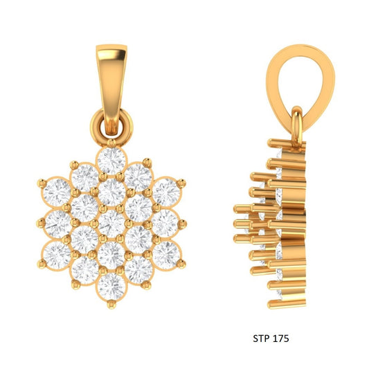 CVD Diamond Cluster Pendant in 14K Solid Gold