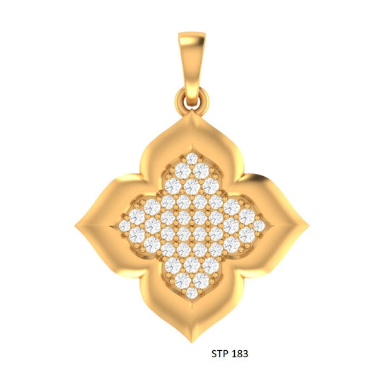 14K Solid Gold Diamond Clover Pendant