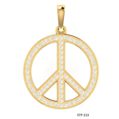 Solid Gold Peace Pendant with Natural Diamonds