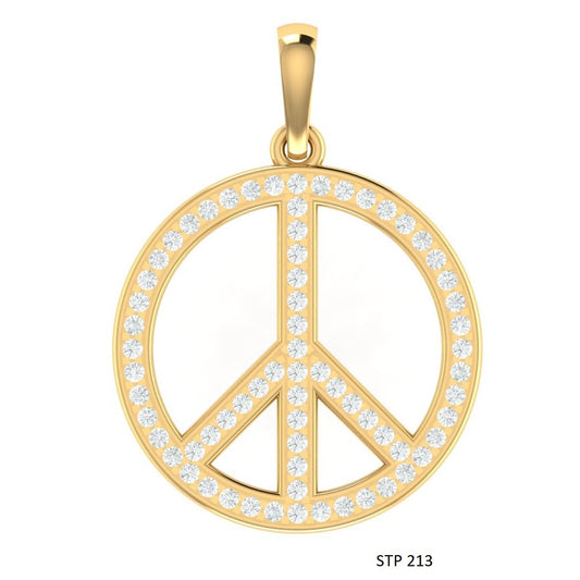 Solid Gold Peace Pendant with Natural Diamonds