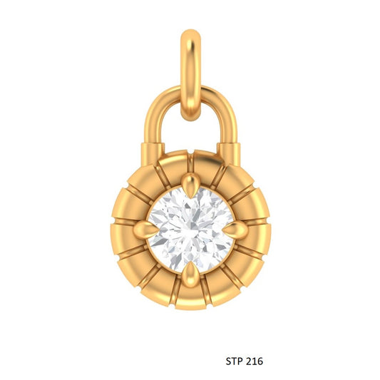 CVD Lab Diamond Solitaire Gold Lock Pendant