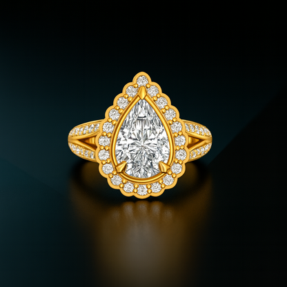 2.00 CT Pear Cut Fancy Light Yellow Moissanite Ring