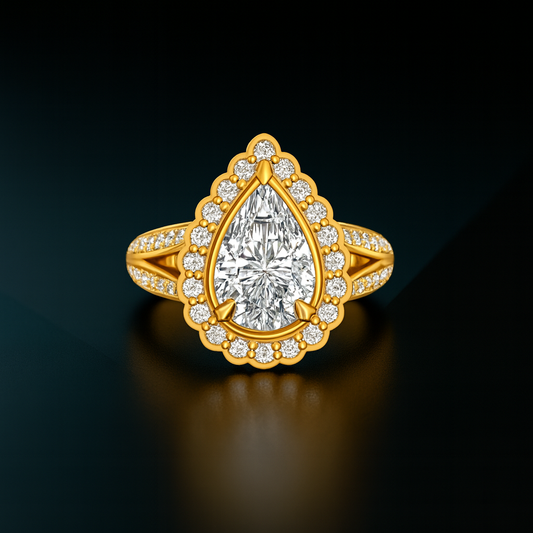 2.00 CT Pear Cut Fancy Light Yellow Moissanite Ring