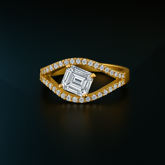1.75 Ct Radiant Cut IGI Certified Lab Grown Diamond Engagement Ring with Split Shank