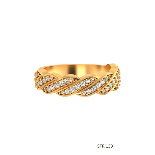 14K Solid Gold Pave Set Twist Diamond Ring