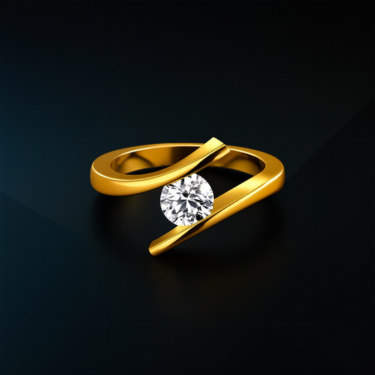 14K Solid Gold Brilliant Round Cut Solitaire Moissanite Engagement Ring