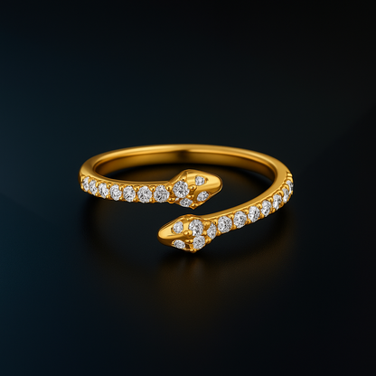 Dual Head Natural Diamond Snake Ring
