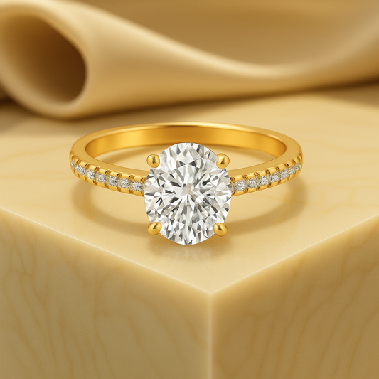 3.00 Ct Colorless Oval Cut Moissanite Hidden Halo Ring