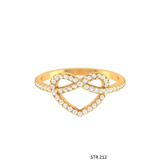 Solid Gold Natural Diamond Infinity Heart Ring