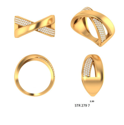 Natural Diamond Criss Cross Diamond Twist Ring