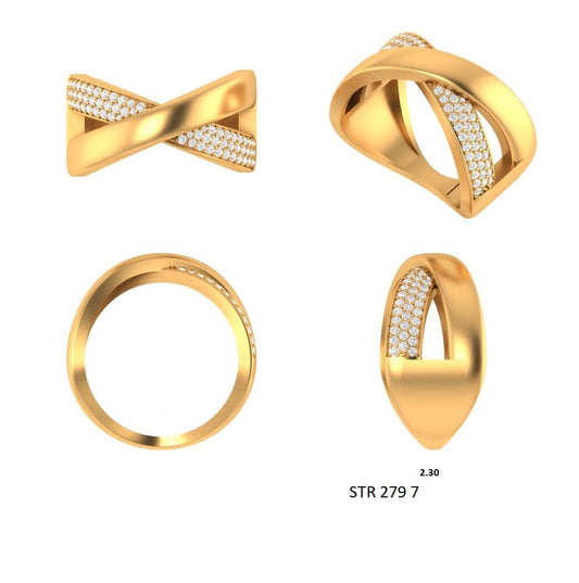 Natural Diamond Criss Cross Diamond Twist Ring