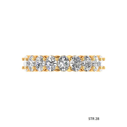 14K Solid Gold Oval Moissanite Band Ring for her