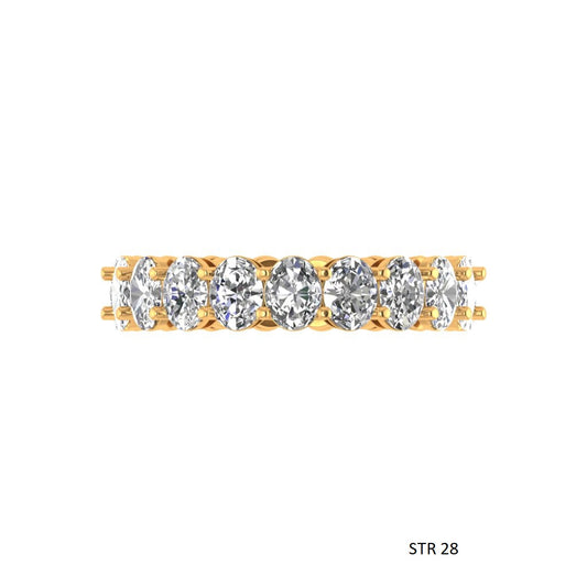 14K Solid Gold Oval Moissanite Band Ring for her