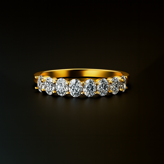 Colorless Oval Cut Moissanite Eternity Wedding Band