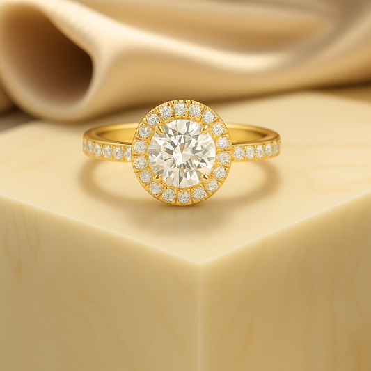 IGI Certified 1.00 ct Lab Grown Solitaire Diamond Halo Engagement Ring