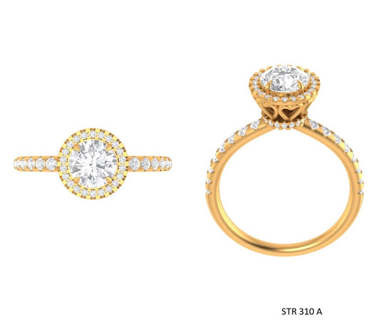 IGI Certified 1.00 ct Lab Grown Solitaire Diamond Halo Engagement Ring