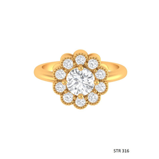 1.00 ct IGI Certified Lab Grown Solitaire Diamond Vintage Halo Engagement Ring