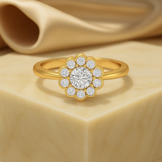 1.00 ct IGI Certified Lab Grown Solitaire Diamond Vintage Halo Engagement Ring