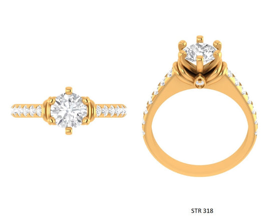 1 Ct CVD Diamond Solitaire Engagement Cathedral Shank Ring