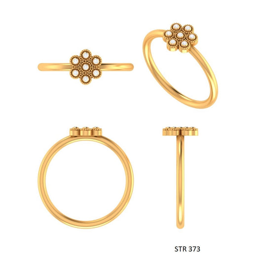 14K Solid Gold Natural Diamond Multi Stone Flower Ring