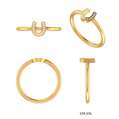Solid Gold Natural Diamond Horse Shoe Ring