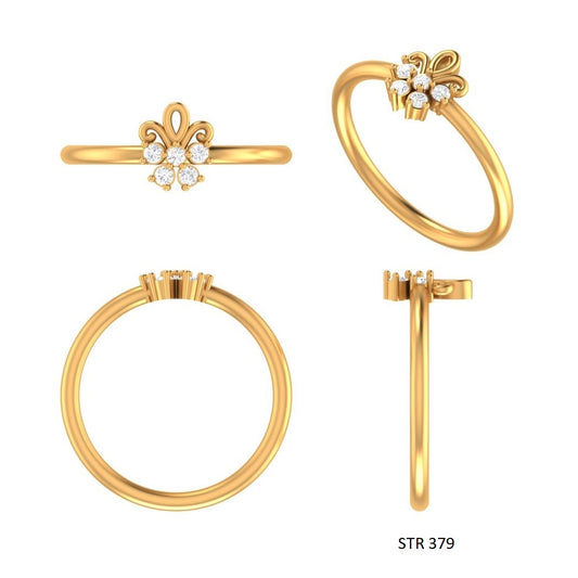 Minimalist Solid Gold Diamond Cluster Ring
