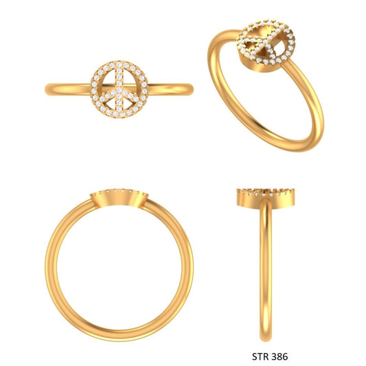 14K Solid Gold Minimalist Diamond Peace Ring