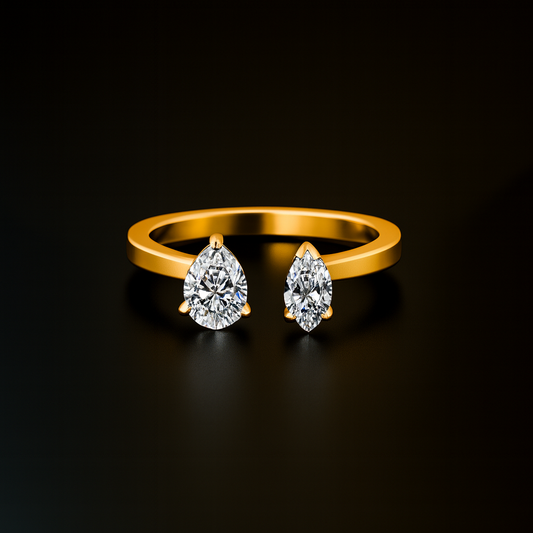 Toi Et Moi Pear Cut and Marquise Cut Engagement Ring