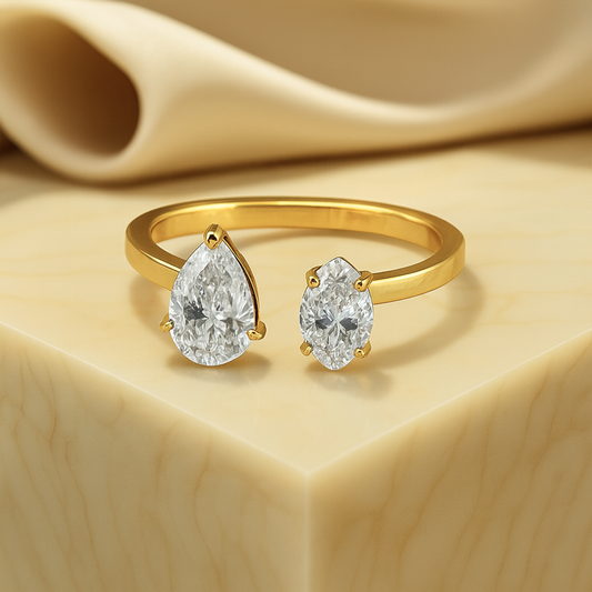 Toi Et Moi Pear Cut and Marquise Cut Lab Grown Diamond Engagement Ring