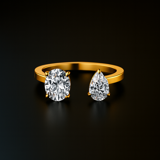 Toi Et Moi Pear Cut and Oval Cut Lab Grown Diamond Engagement Ring
